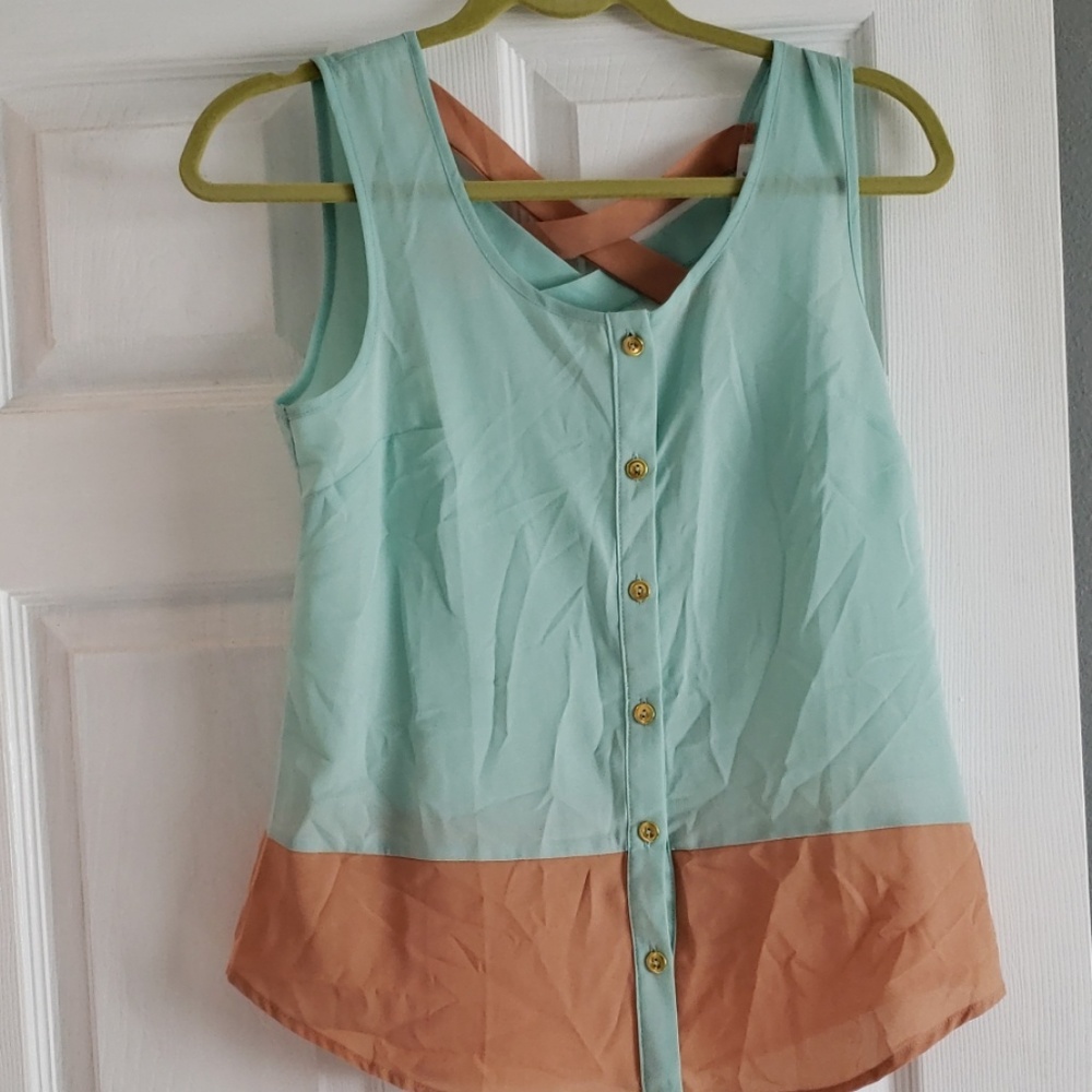 Button up cross back tank